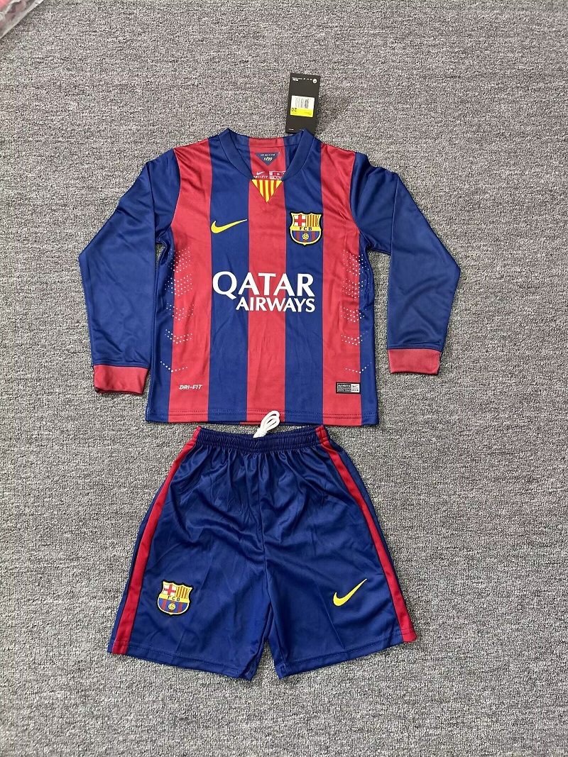 Kids-Barcelona 14/15 Home Long Soccer Jersey